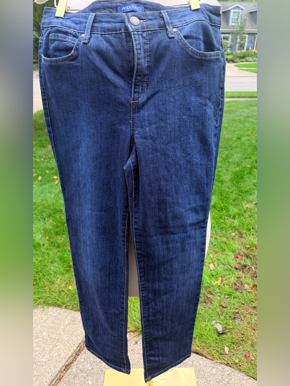 Bandolino Mandie Size 10 Dark Wash Straight Leg Jeans Contrast Stitch Y2K 90’s